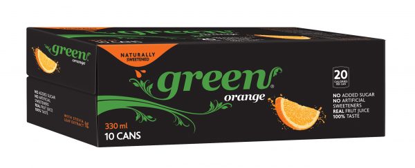 Green Carbonated Orange Drink 10 x 330ml cans