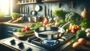 Stainless steel pan cooking